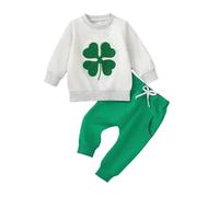My First St. Patricks Day Newborn Baby Clothes Sets Lucky Green Shamrock Romper Long Sleeve Clover Trouser Hats Baby Saint Patrick's Day Outfit Irish Clothing Set for Photo Party Paddy's Day