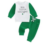 My First St. Patricks Day Newborn Baby Clothes Sets Lucky Green Shamrock Romper Long Sleeve Clover Trouser Hats Baby Saint Patrick's Day Outfit Irish Clothing Set for Photo Party Paddy's Day