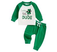 My First St. Patricks Day Newborn Baby Clothes Sets Lucky Green Shamrock Romper Long Sleeve Clover Trouser Hats Baby Saint Patrick's Day Outfit Irish Clothing Set for Photo Party Paddy's Day