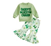 My First St. Patricks Day Newborn Baby Clothes Sets Lucky Green Shamrock Romper Long Sleeve Clover Trouser Hats Baby Saint Patrick's Day Outfit Irish Clothing Set for Photo Party Paddy's Day