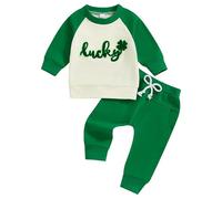 My First St. Patricks Day Newborn Baby Clothes Sets Lucky Green Shamrock Romper Long Sleeve Clover Trouser Hats Baby Saint Patrick's Day Outfit Irish Clothing Set for Photo Party Paddy's Day