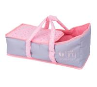 My First Tiny Treasures Baby Doll Carrier Cot for 36cm Dolls | Soft Padded Doll Carrier with Cot Pillow, Heart Print Design, Baby Doll Accessories