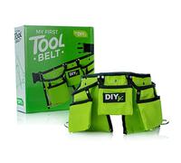 My First Tool Belt Green by DIYjr - Real Tool Belt for Kids Sturdy Tool Apron for Children Construction Childs Toolbelt Adjustable Boys and Girls Junior Carpenter Set
