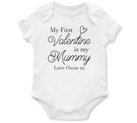 My First Valentines Day Personalised Babygrow is My Mummy Love Hearts Baby First Vest, 3-6 Months, White