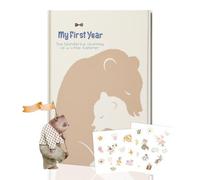 My First Year Baby Memory Book - A4 Diary & Keepsake Album with Adorable Bear Theme, Includes 26 Stickers, Suitable for Birth, Baptism & Baby Shower