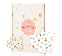 My First Year Baby Memory Book - A4 Diary & Keepsake Album with Lovely Floral Motif, Includes 24 Stickers, Gift for Birth, Baptism & Baby Shower