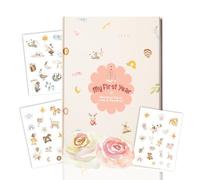 My First Year Baby Memory Book - A4 Diary & Keepsake Album with Lovely Floral Motif, Includes 48 Stickers, Gift for Birth, Baptism & Baby Shower