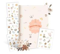 My First Year Baby Memory Book - A4 Diary & Keepsake Album with Lovely Floral Motif, Includes 64 Stickers, Gift for Birth, Baptism & Baby Shower