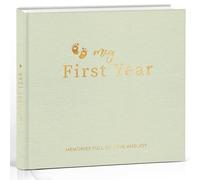 My First Year Baby Memory Book - Keepsake Journal for Boys & Girls - 84 Pages with Stickers - Capture Milestones, Photos, and Firsts - Gift for New Parents, Baby Shower or First Birthday（Linen green）