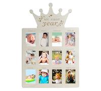 My First Year Milestone Photo Board, One Year Of Wood Photo Board, 12 Monthly Baby Picture Frame, Girl Boy 1st Birthday Sports Party Decorations, Baby Shower Keepsake Best Gift