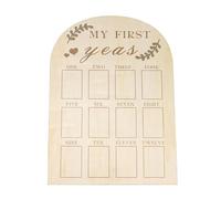 My First Year Photo Display Wooden Milestone Board 12-Month Picture Frame for 1st Birthday Keepsake Fits 2x3 Inch Photos