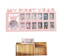 My First Year Picture Frame 12 Month New Baby Photo Frame Baby 12 Picture Collage Milestone for Photo Memories Shower Gift Rosy, Nursery Décor