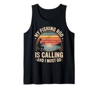 My Fishing Rod is Calling and I Must Go Retro Fishing Tank Top