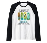 My Fishing Spot Well Kept Secret Kingfisher Angler Raglan Baseball Tee
