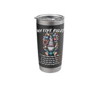 My Five Rules Funny Gnome Humor Sarcastic Relatable Stainless Steel Insulated Tumbler