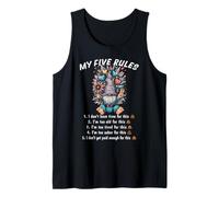 My Five Rules Funny Gnome Humor Sarcastic Relatable Tank Top