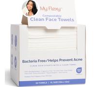 My Flexy Disposable Face Towels XL for Skin Care & Makeup Removal - 100% Biodegradable Towelette, Hypoallergenic, Chemical-Free, Face Cloth Towel, Soft Face Wipes, Facial Tissue, Dry Wipe, 50 Count