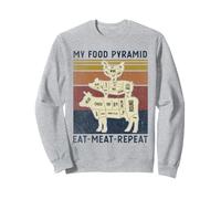 My Food Pyramid Eat Meat Repeat Retro Vintage Funny BBQ Joke Sweatshirt