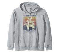 My Food Pyramid Eat Meat Repeat Retro Vintage Funny BBQ Joke Zip Hoodie