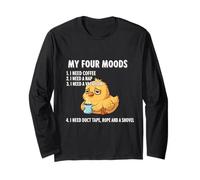 My Four Moods Coffee Lover Tired Chick Chicken Farmer Sleep Long Sleeve T-Shirt