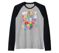 My Friend is Ausome Autism Puzzle Heart Awareness Acceptance Raglan Baseball Tee