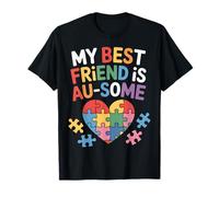 My Friend is Ausome Autism Puzzle Heart Awareness Acceptance T-Shirt