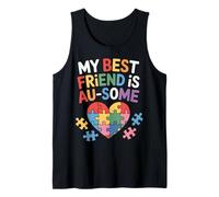 My Friend is Ausome Autism Puzzle Heart Awareness Acceptance Tank Top