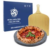 MY FRIEND SICILIA - Etnea Pizza Lava Stone Set + Pizza Shovel - Round Diameter 35 cm - Healthy and Natural Cooking (Lava Stone + Shovel)