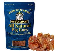 My Fur Baby Natural Pig Ears for Dogs | Air-Dried | Long-Lasting Chew | High Protein | Single Ingredient | Premium Dog Treats (10 Pack)