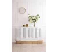 MY Furniture Anastasia Adjustable White Glass Radiator Cover with Brass Finish - Sleek Radiator Cabinet for Bedrooms, Hallways, & Lounges - Toughened Glass with Adjustable Size