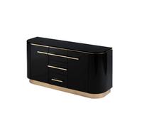 my furniture Anastasia Black Glass Sideboard With Brass Details