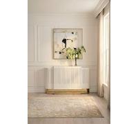 MY Furniture Anastasia White Glass Radiator Cover with Brass Finish - Contemporary Radiator Cabinet Featuring Hand-Cut Glass Panels - Ideal for Hallways, Lounges & Bedrooms
