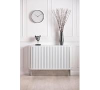 MY Furniture Anastasia White Glass Radiator Cover with Silver Finish - Contemporary Radiator Cabinet with Elegant Glass Panels - Perfect for Hallways, Lounges, and Bedrooms