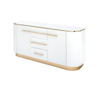 my furniture Anastasia White Glass Sideboard With Brass Details