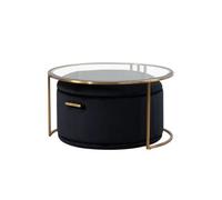 my furniture Aria Silver Coffee Table And Storage Ottoman Black - Set
