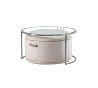 my furniture Aria Silver Coffee Table And Storage Ottoman Chalk - Set