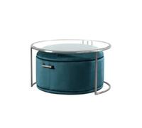 my furniture Aria Silver Coffee Table And Storage Ottoman Peacock - Set