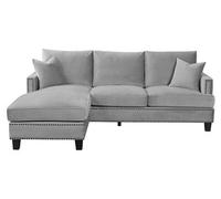 my furniture Brunswick Universal Corner Sofa - Dove Grey, Repositionable Footstool, Velvet, Large
