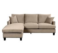 my furniture Brunswick Universal Corner Sofa - Taupe Velvet, Large L-Shaped Repositionable Footstool