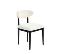 My Furniture Celeste Dining Chair, Ivory Chenille, Black Stained Ash Wood Frame, Polished Brass Accents