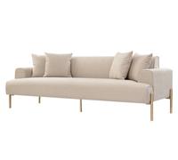 my furniture Duke Three Seat Sofa - Limestone, Linen-Effect Upholstery, Brushed Stainless Steel Legs.