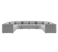 my furniture Essen Lounge Suite - Dove Grey, Modular 8-9 Seat Velvet Sofa For Large Rooms.