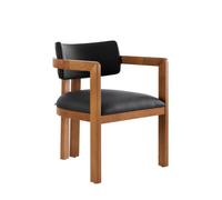 my furniture Jolie Dining Chair - Matte Black Faux Leather Upholstery - Deep Chestnut Ash Frame