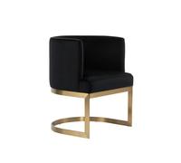 my furniture Lasco Dining Chair - Black - Brushed Brass Base