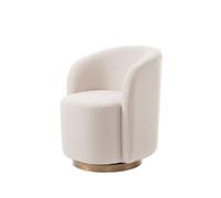 My Furniture West End Swivel Dining Chair - Ivory Borg Fabric, Brushed Brass Base