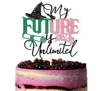 My Future is Unlimited Cake Topper, Class of 2026 Pink Green Themed Graduation Decorations, Funny Graduation Decorations for Girls, Congrats Grad Decor Pink & Green Glitter