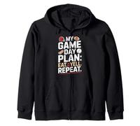 My Game Day Plan Eat Yell Repeat Football Zip Hoodie