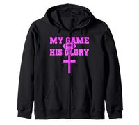 My Game His Glory Football Jesus Bible Prayer God Pink Cross Zip Hoodie