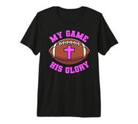My Game His Glory Football Jesus Bible Religion Praying God Premium T-Shirt
