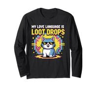 My Gaming Language is Loot Drops Cat Gamer Cool Design Long Sleeve T-Shirt